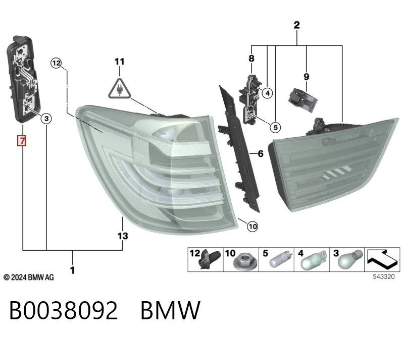 B0038092 BMW Плата заднего фонаря контактная